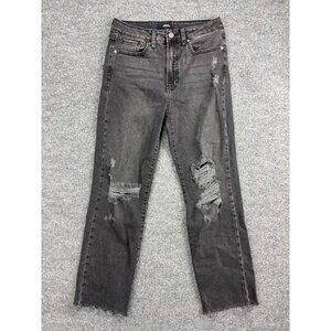 JBD Just Black Denim Jeans Womens 28 Distressed High Rise Straight Leg Raw Hem
